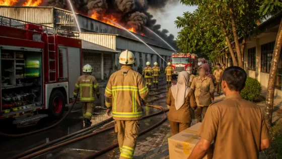 Kebakaran Gudang E-Commerce di Bekasi Utara Picu Evakuasi Sekolah dan Panik Warga