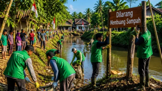 Komunitas PENA HIJAU Bersihkan Sungai Sumberkembar, Warga Probolinggo Dilibatkan