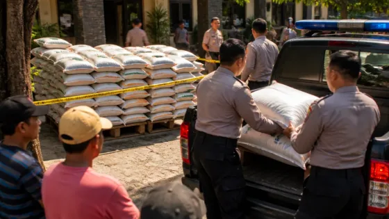 Polisi Amankan 1,96 Ton Beras Bantuan di Rumah Warga Waled, Cirebon