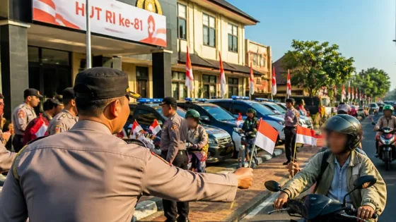 Polres Tegal Bagikan Bendera Merah Putih untuk Perkuat Semangat Kebangsaan