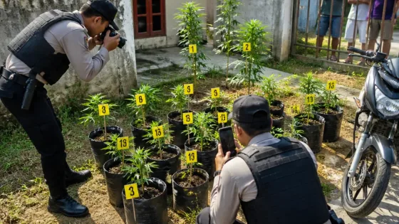 Polsek Lueng Bata Tangkap Warga Banda Aceh yang Tanam Diduga Ganja di 16 Polybag