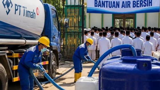PT Timah Salurkan Bantuan Air Bersih untuk Pondok Pesantren di Sungailiat