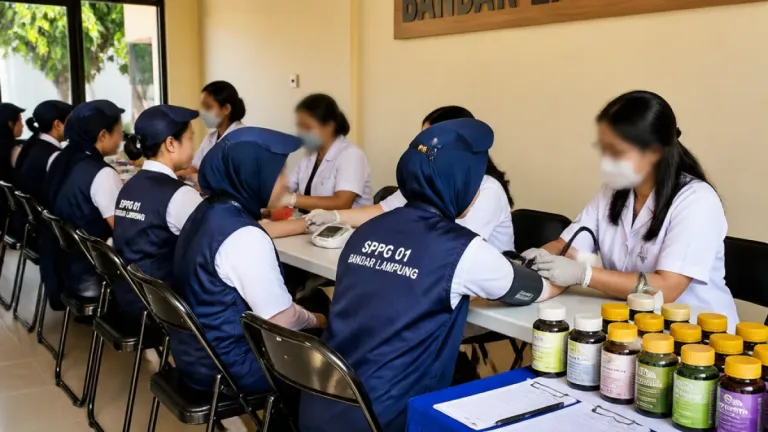 Bandar Lampung: Puluhan Karyawan SPPG Polresta Jalani Pemeriksaan Kesehatan Rutin