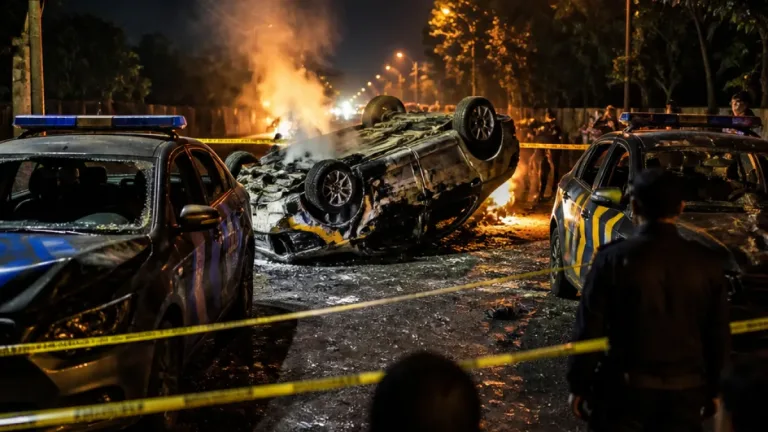 Bentrokan di Sukorejo, Pasuruan: Tiga Kendaraan Dinas Polisi Rusak dan Satu Dibakar