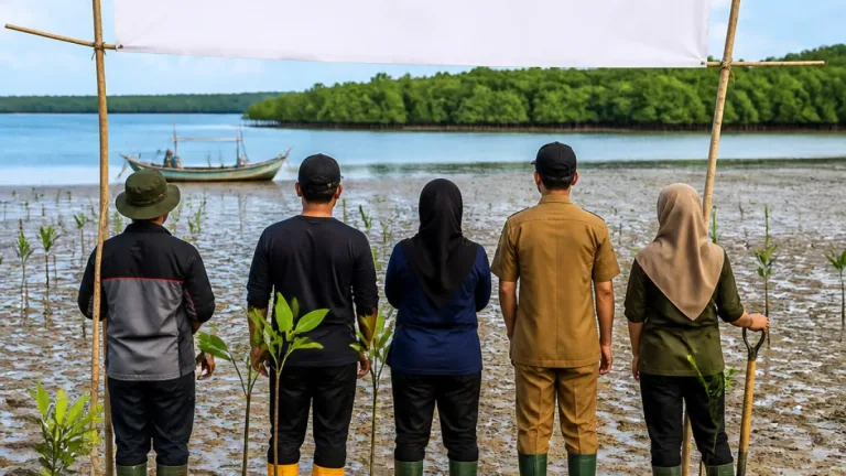 Gresik Perkuat Pesisir: 10.000 Mangrove Ditanam di Randuboto untuk Cegah Abrasi