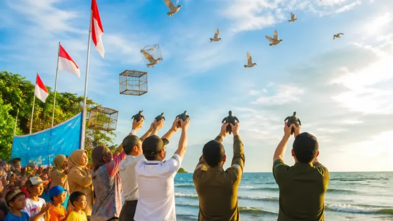 Gubernur Gorontalo dan Kejaksaan Agung Lepasliarkan Burung dan Penyu di Pantai Boliohuto