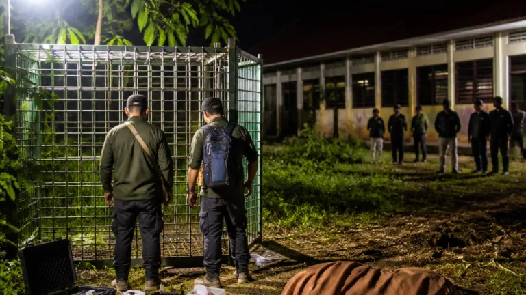 Harimau Sumatra Remaja Tertangkap Kandang Jebak BKSDA di Dekat Sekolah Palupuh