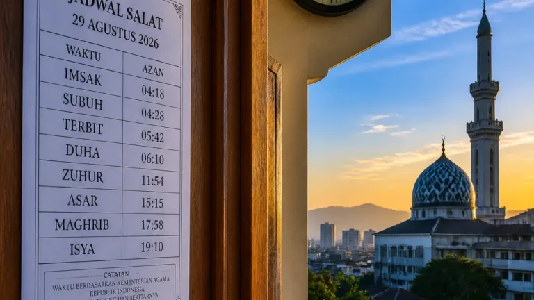 Jadwal Sholat Bandung Sabtu 29 Agustus 2026: Waktu Imsak 04:27, Subuh 04:37