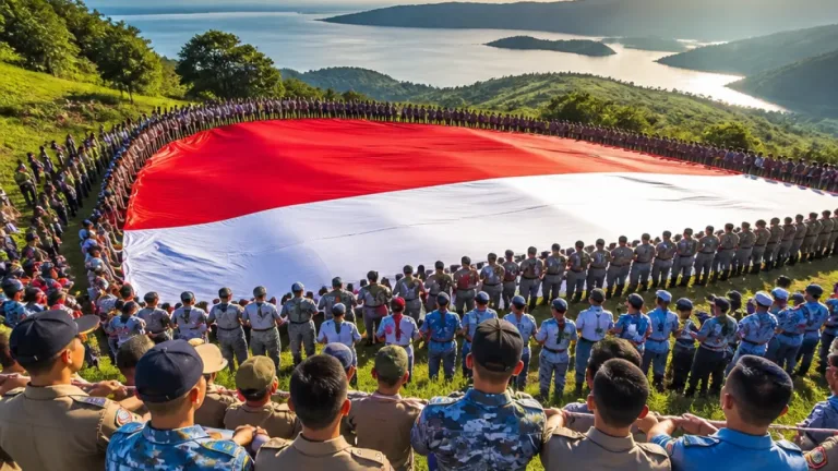 Jayapura Rayakan HUT ke-81 dengan Pembentangan Bendera Merah Putih Raksasa di Sentani