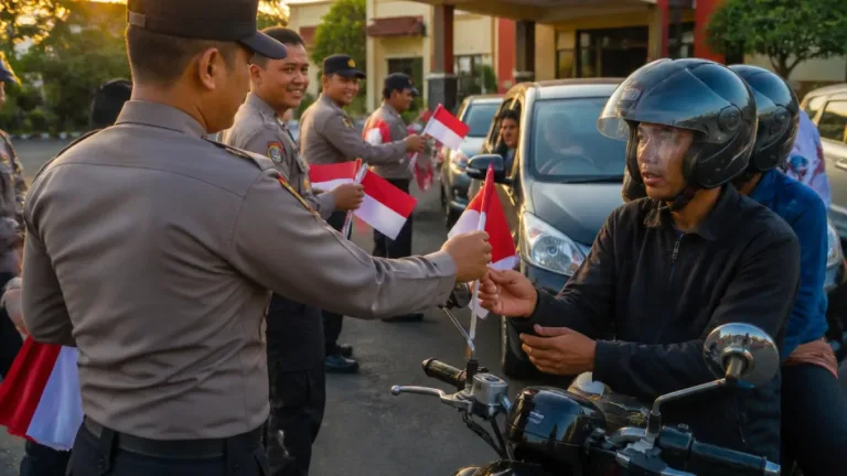 Kapolres Tarakan Ajak Warga Sambut HUT RI ke-81 lewat Pembagian Bendera