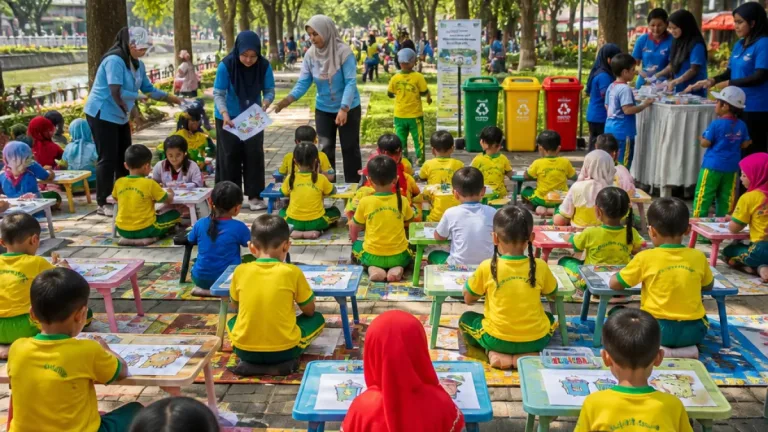 Kediri Gelar Lomba Mewarnai 1.147 Anak TK untuk Edukasi Lingkungan dan Menabung
