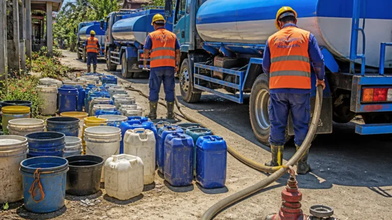 Kementerian PU Distribusikan 12.000 Liter Air Bersih untuk Warga Botteng Utara di Mamuju