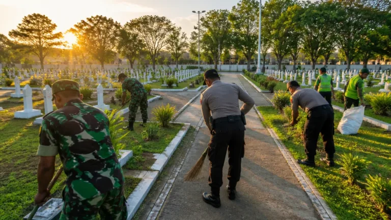 Kodim 1405 Pimpin Karya Bakti di TMP Paccekke Jelang HUT RI di Parepare