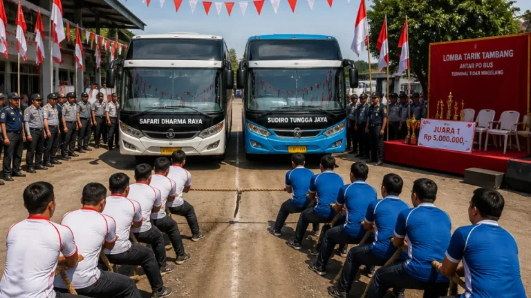 Magelang: Lomba Tarik Bus 10 Ton Meriahkan Perayaan HUT ke-81 di Terminal Tidar