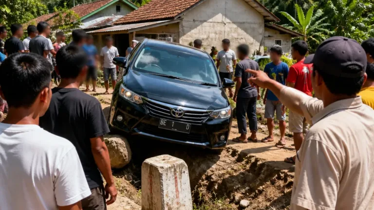 Mobil Dinas Bupati Lampung Selatan Terjebak di Jalan Rusak, Warga Sebut Terakhir Diperbaiki 2007