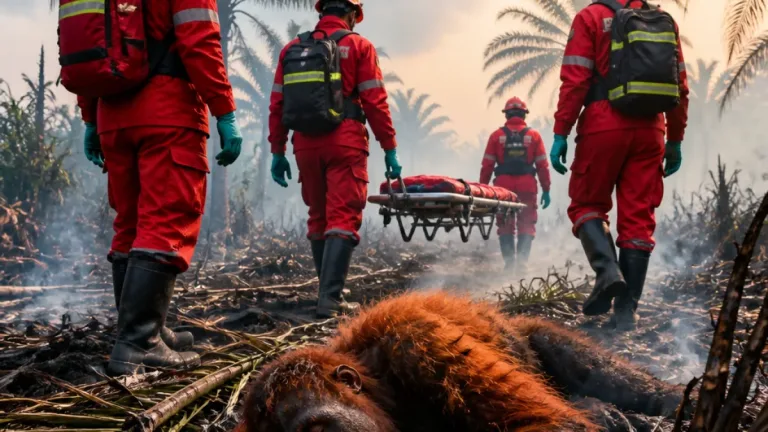 Orang utan Ditemukan Lemas di Perkebunan Sawit Ketapang Diduga Terpapar Asap Karhutla