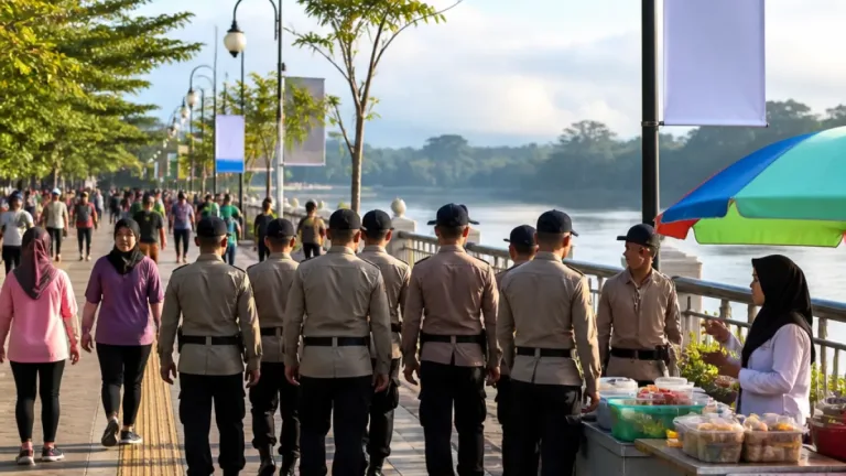 Patroli Jalan Kaki Perkuat Rasa Aman Warga di Tanjung Selor saat Car Free Day