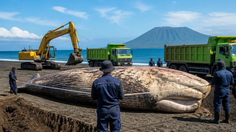 Paus Sperma 9,8 Meter Terdampar dan Mati di Pantai Afe-Taduma, Ternate