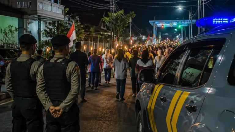 Pawai Obor RW 05 Cimahi Selatan Berlangsung Aman, Polisi Tekankan Keselamatan Warga