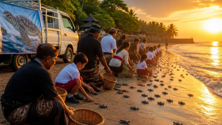 Pelepasan 100 Tukik di Pantai Camplung Perkuat Upaya Pelestarian Penyu di Singaraja