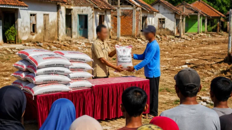 Pemkab Tegal Salurkan 860 Kg Beras untuk 86 Keluarga Terdampak Tanah Bergerak di Kajen