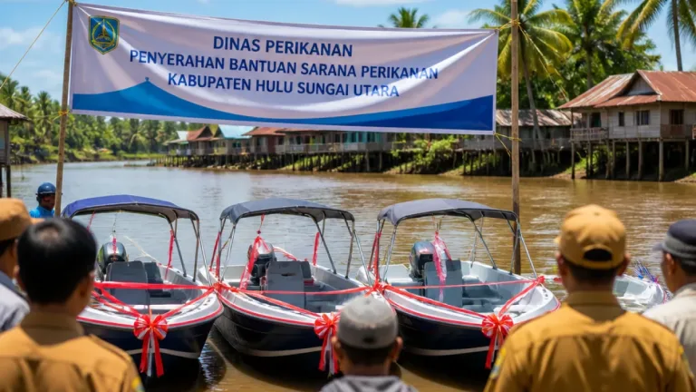Pemprov Kalsel Serahkan Tiga Perahu untuk Pokmaswas HSU, Pengawasan Perairan Diperkuat