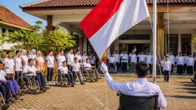 Penyandang Disabilitas di Kudus Gelar Upacara HUT Ke-81 dengan Pengibar Bendera Berkursi Roda
