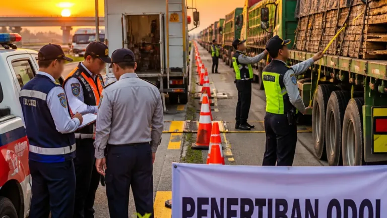 Petugas Tertibkan Belasan Truk ODOL di Tol Pekanbaru-Dumai, Puluhan Teguran Dikeluarkan