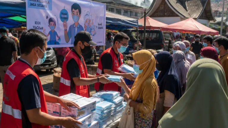 PMI Padang Panjang Bagikan Masker dan Edukasi Antisipasi Dampak Asap Karhutla