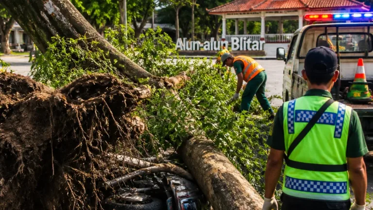 Pohon Beringin Tumbang di Alun-alun Blitar Menimpa Pengendara, Pemkot Janji Biayai Perawatan