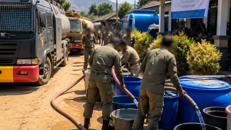 Polda Banten Alihkan Water Cannon untuk Distribusi Air Bersih ke Enam Kecamatan di Serang