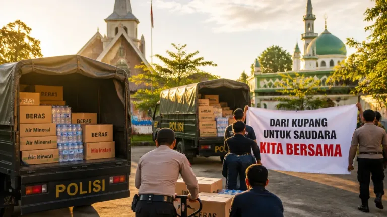 Polres Kupang Kirim Dua Truk Bantuan Logistik ke Flores, Tunjukkan Solidaritas Daerah