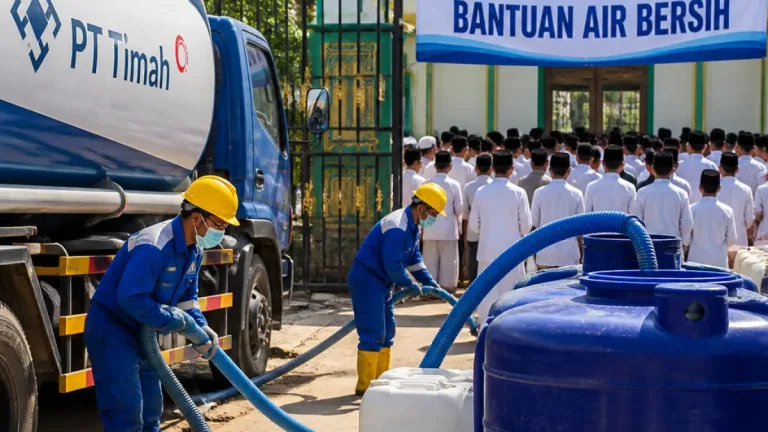 PT Timah Salurkan Bantuan Air Bersih untuk Pondok Pesantren di Sungailiat