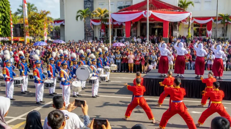 Purwokerto: Ratusan Warga Ikuti Jalan Sehat HUT RI, SD Muhammadiyah tampilkan Pantomim dan Tapak Suci