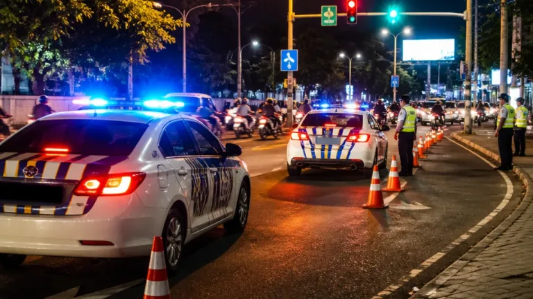 Satlantas Polres Kediri Gelar Patroli Blue Light untuk Tingkatkan Keamanan Lalu Lintas Malam