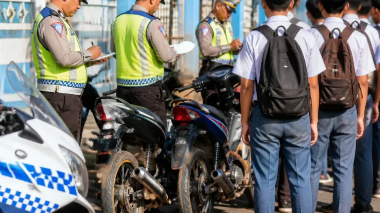 Satlantas Polres Tarakan Tertibkan Puluhan Pelajar yang Membawa Motor ke Sekolah