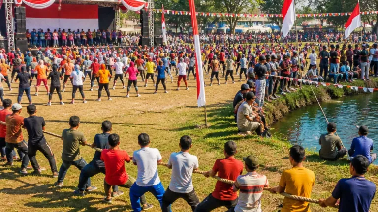 Semarak Olahraga Tradisional Memeriahkan Alun-Alun Reksogati Caruban, Madiun