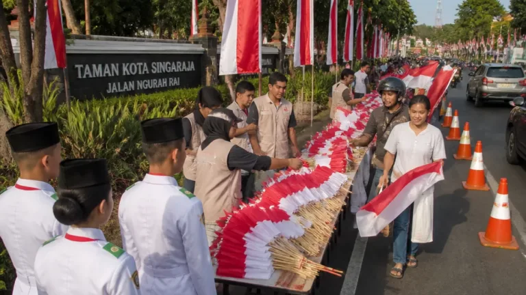 Singaraja Bagikan 1.600 Bendera Merah Putih untuk Semarakkan HUT RI ke-81
