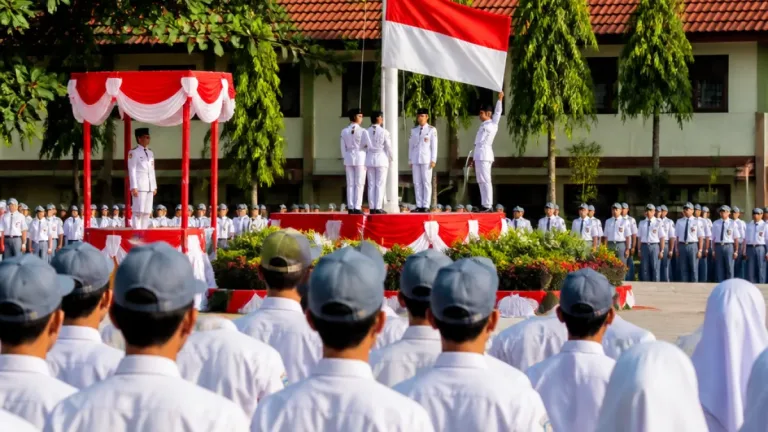 SMK Negeri 1 Cikarang Barat Gelar Upacara HUT RI ke-81 di Lapangan Sekolah