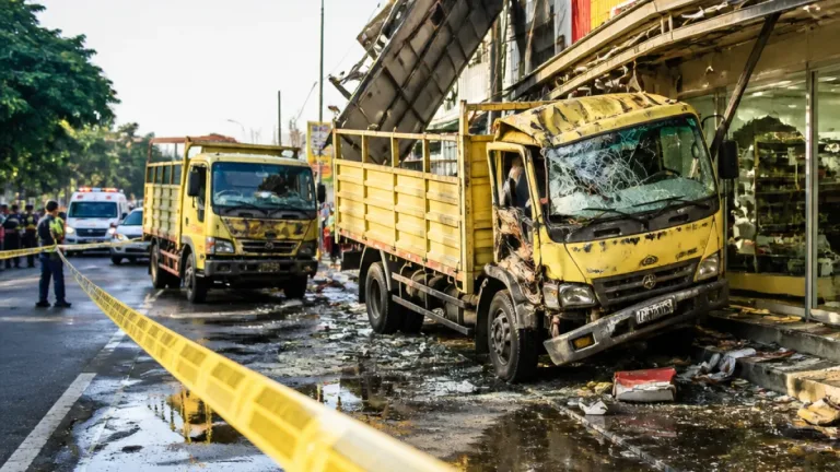 Tiga Luka Akibat Tabrakan Dua Truk di Simpang Empat Ngujur, Kabupaten Madiun