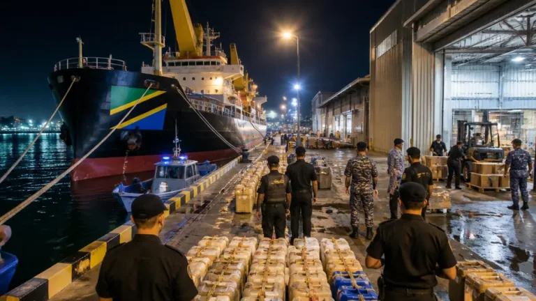 Tim Gabungan Amankan Kapal Berbendera Tanzania Diduga Bawa 1,6 Ton Sabu Cair di Perairan Riau