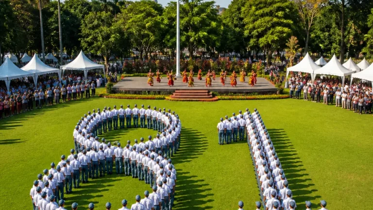 Upacara HUT ke-81 di Banyuwangi: Paskibra 75 Bentuk Formasi 81, Ratusan Pelajar Tampil Seni Nusantara