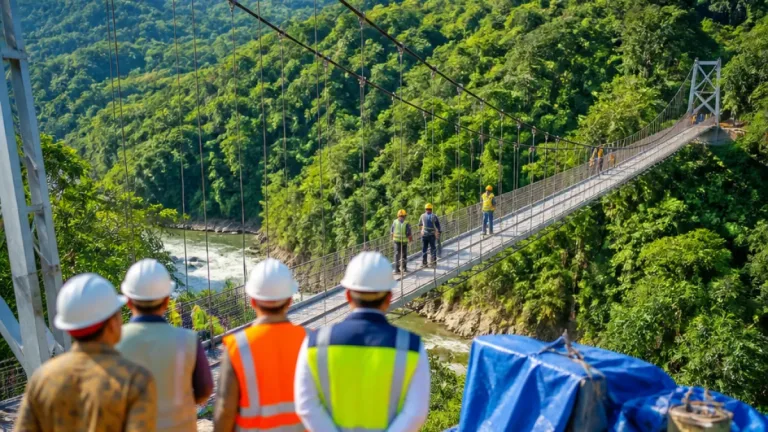 Wapres Tinjau Pembangunan Jembatan Gantung Kendawi di Gayo Lues, Progres Capai 80 Persen