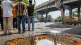 Bhopal residents stage floral protest as potholes blight half of city roads