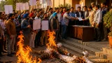 Jalandhar protest: Akali Dal demands 24-hour power, burns effigies outside Shakti Sadan