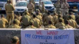 Ludhiana: Home Guard personnel block NH-44 at Ladhowal, demand pay commission benefits and pensions