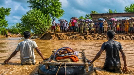 Agra family ferries mother and newborn across flooded Utangan; bridge demand resurfaces