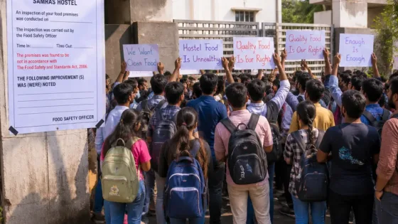 Ahmedabad students protest after worms in food, lizard found in Samras Hostel water