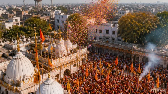 Bareilly temple sees helicopter flower shower during Sawan Nag Panchami