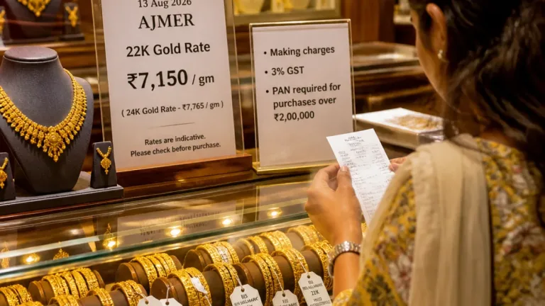 Ajmer buyers advised on purity, taxes and KYC as gold rate update issued for 13 August